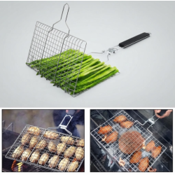 BBQ Stainless Steel Grill Basket Folding with Handle 32x22cm BBQ Stainless Steel Grill Basket Folding with Handle 32x22cm