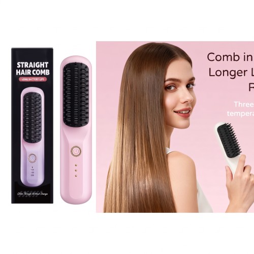 Cordless Ceramic Heated Hair Straightening Comb with Rechargeable Battery 1800mAh Cordless Ceramic Heated Hair Straightening Comb with Rechargeable Battery 1800mAh