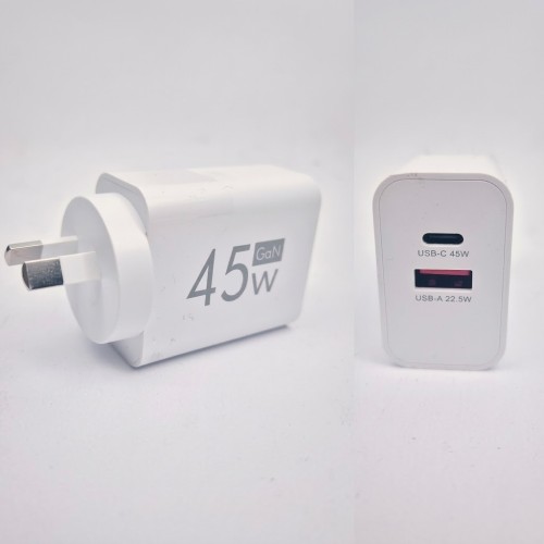 Power Plug GaN PD 45W Port and USB 22.5W port (SSA Certified)