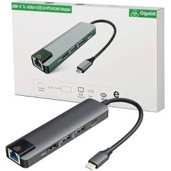 Type C HUB (4K HDMI + 2 USB3.0 + PD 87Watt + RJ45) 5 in 1 - No DC