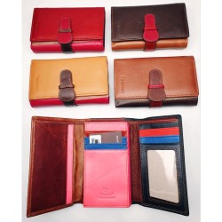 Temali Genuine Leather Woman Fashion Wallet with Colorful Inside Brown Color Front - No DC