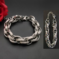316L Stainless Steel Cuban Chain Bracelet 19cm+5cm For Women and Men