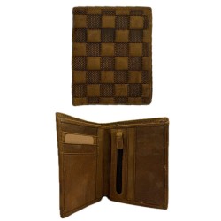 Genuine Leather Brown Square Emb Mans Wallet
