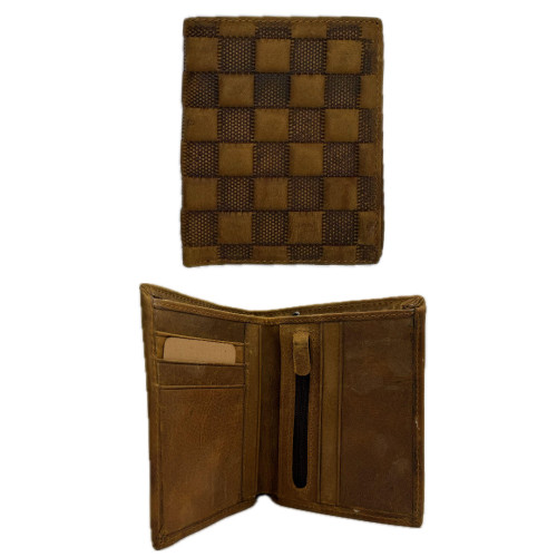 Genuine Leather Brown Square Emb Mans Wallet