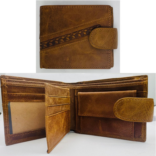 Genuine Leather Brown Mans Wallet With Emd Design