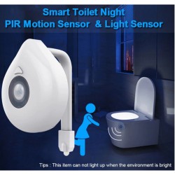PIR Motion Sensor Toilet Seat Waterproof Night Light 8 Color