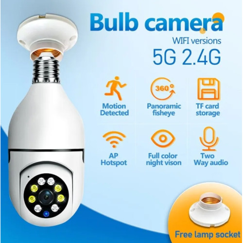 Indoor Surveillance E27 Bulb Camera with Night Vision and with Automatic Human Tracking - No DC Indoor Surveillance E27 Bulb Camera with Night Vision and with Automatic Human Tracking - No DC